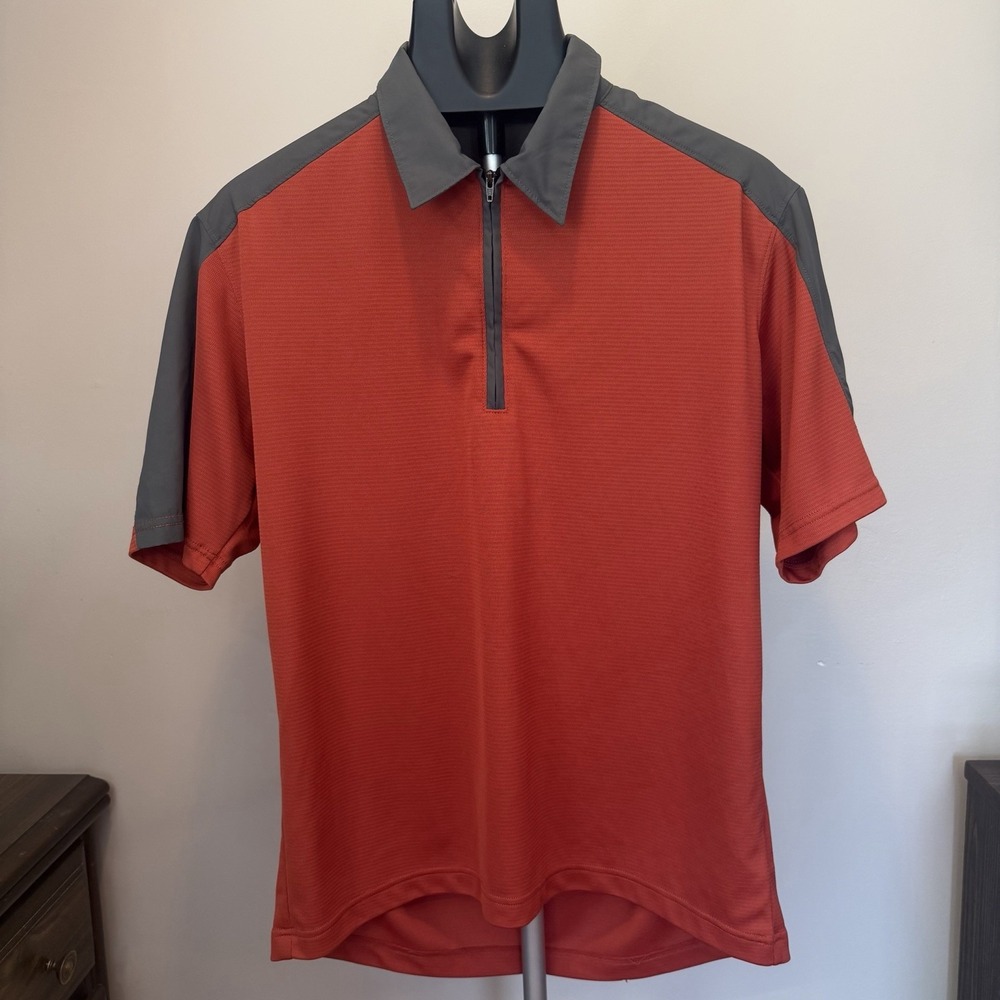 Mountain Hardwear Mens XL 1/4 Zip Technical Polo Shirt Olive Blue OM1005 Hiking